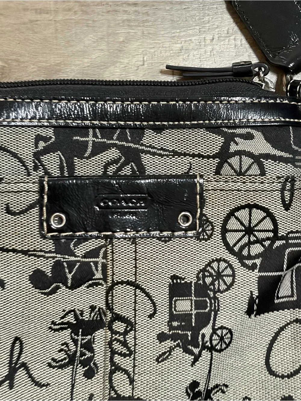 Coach Horse and Carriage Print Canvas Crossbody Bag